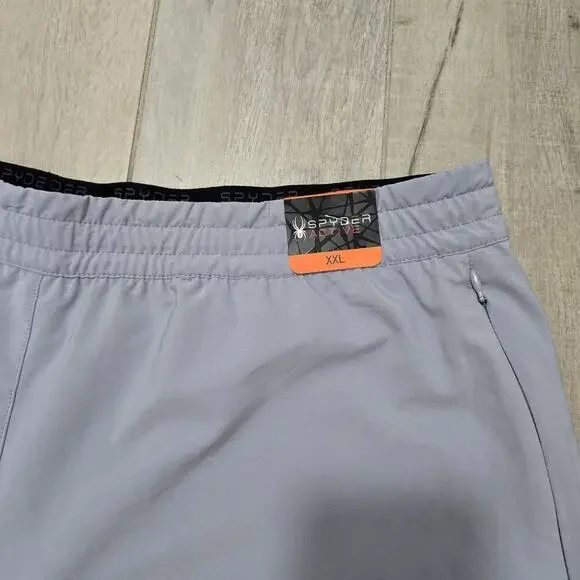 NEW Spyder Active Mens XXL Gray Performance Shorts Elastic Waistband Zipper - Picture 2 of 9